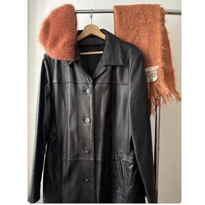 Y2K Buttery Black Leather Jacket | Vintage Danier sMidi Leather Coat